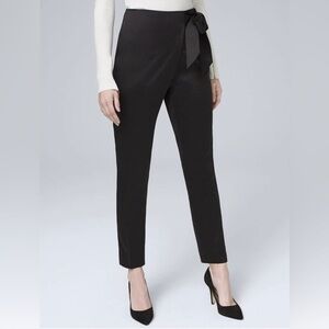 White House Black Market Black Wrap-Tie Straight-Leg Pants